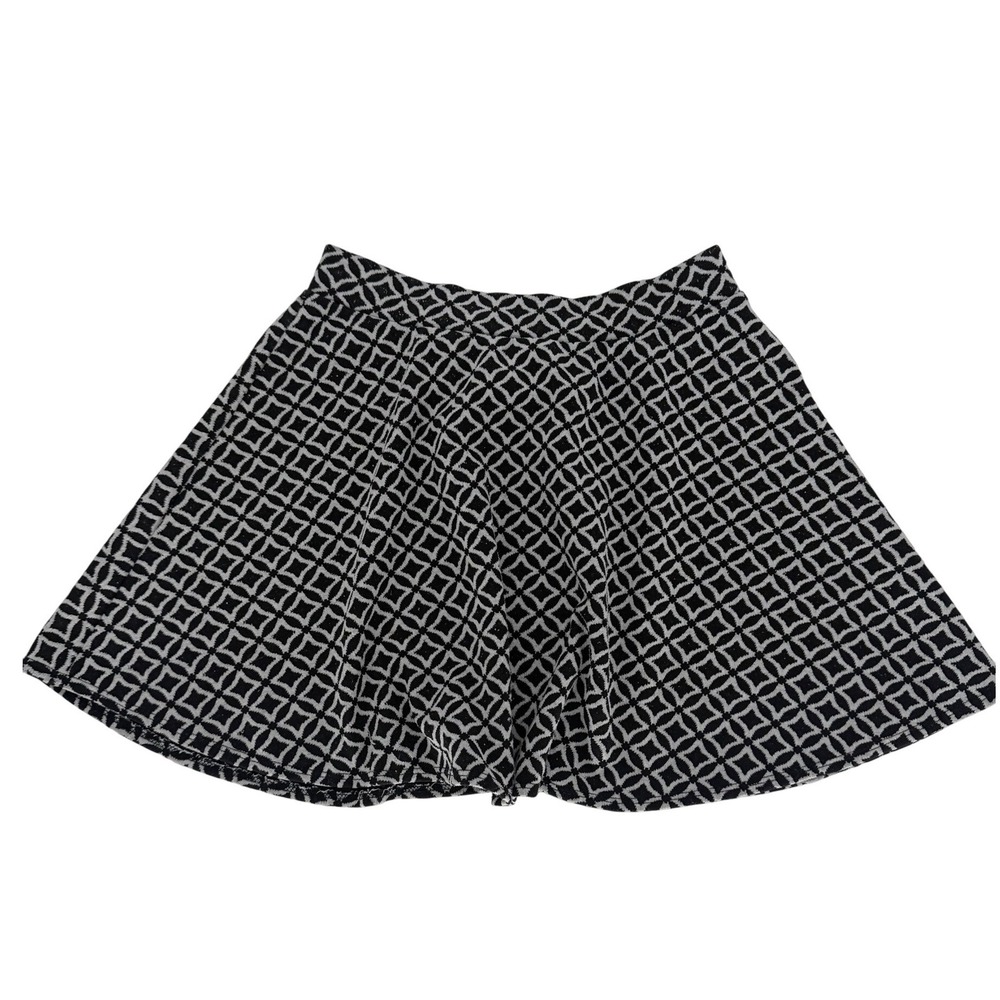 Black Skater Skirt Mini Womens Medium Black White Polyester